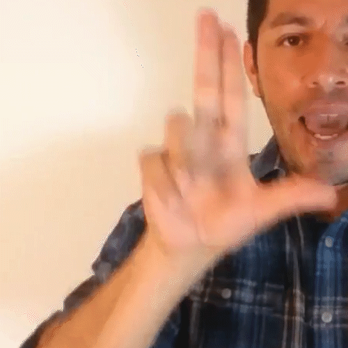 Se hace una letra l con el dedo medio
                        estirado, y se mueve en círculo.